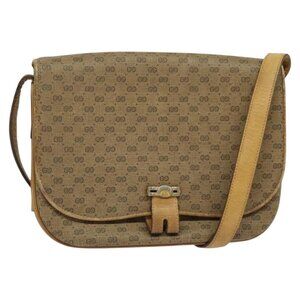 Authentic GUCCI Micro GG Supreme Shoulder Bag PVC Beige Gold 001 406 1780